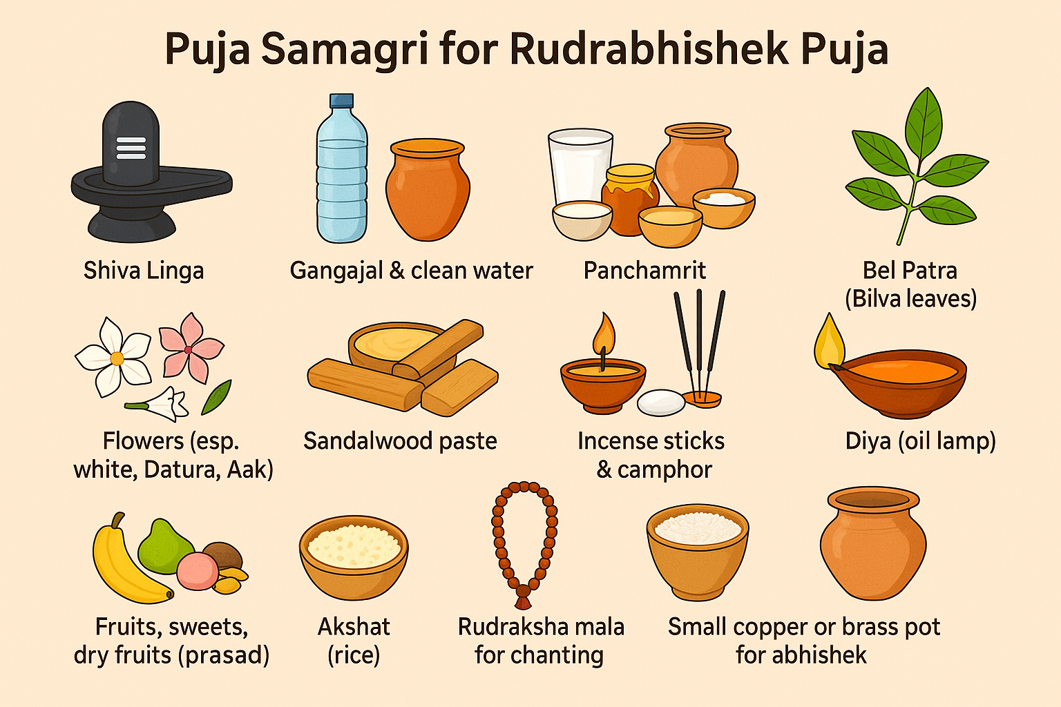 Items List of Rudrabhishek