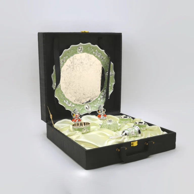 German Silver Pooja Thali Set