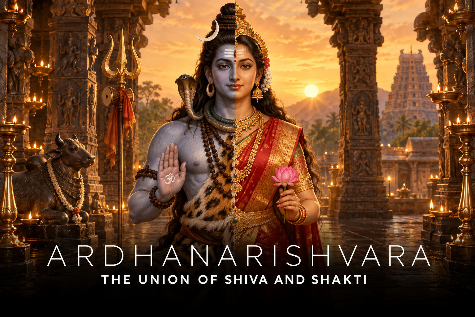 Ardhanarishvara uniting Shiva and Shakti
