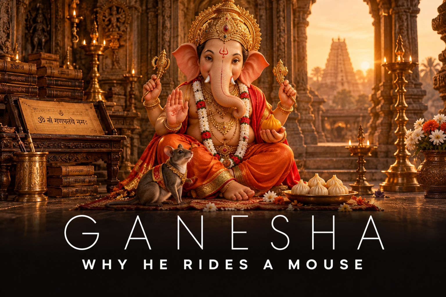 Lord Ganesha with Mushika the mouse