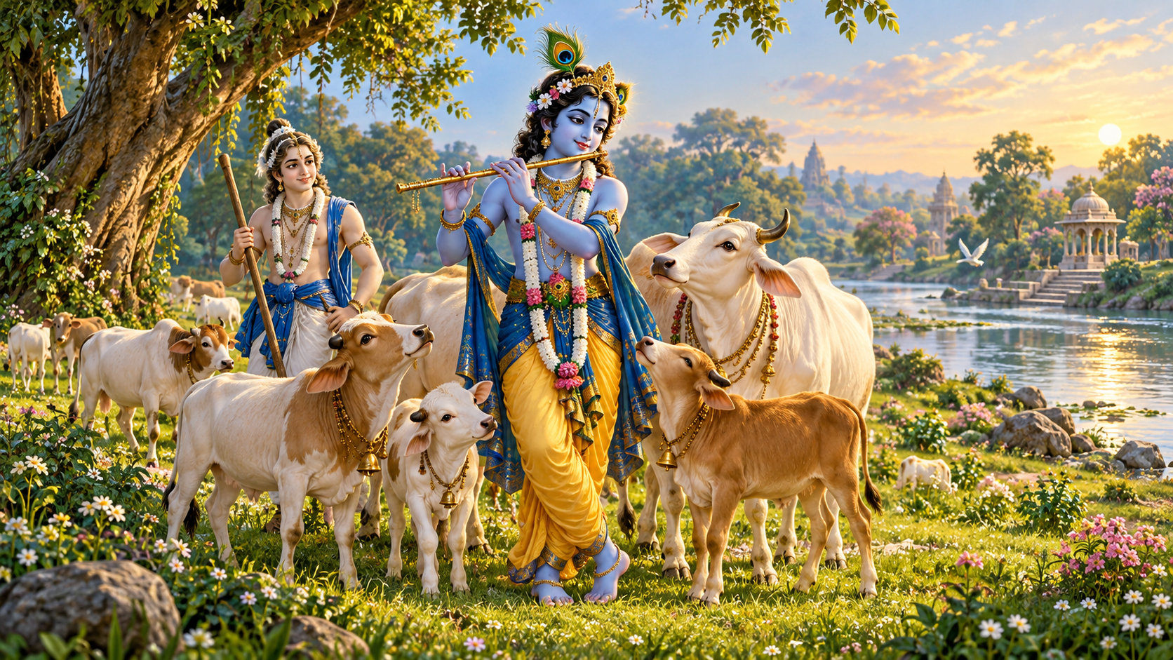 Lord Krishna with cows and calves on Gopashtami 2026