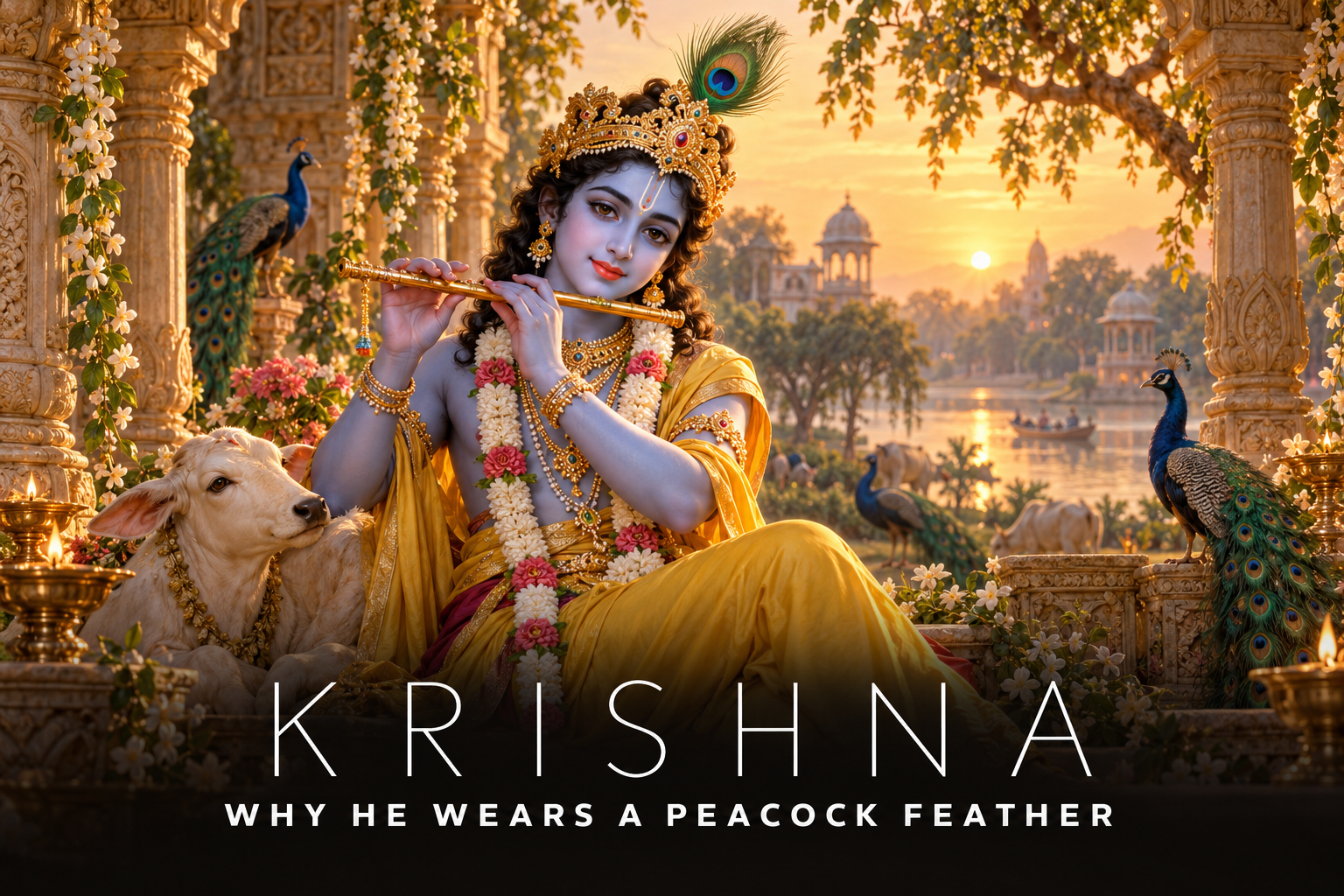 Lord Krishna wearing a peacock feather