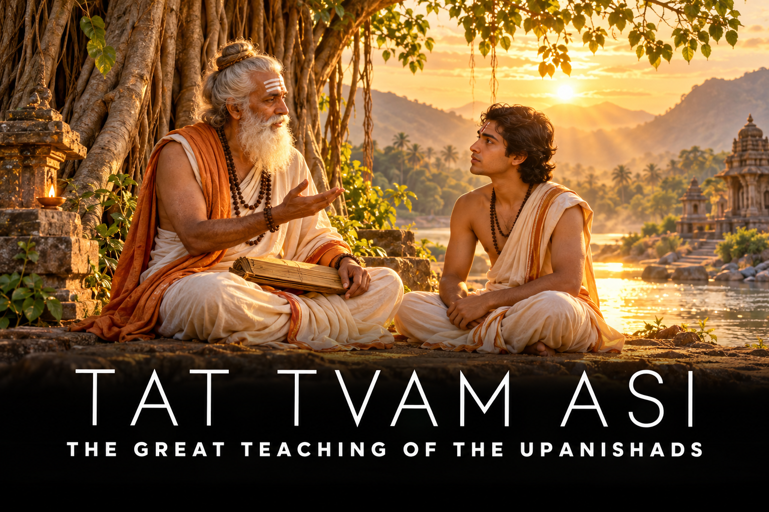 Uddalaka teaching Shvetaketu the meaning of Tat Tvam Asi