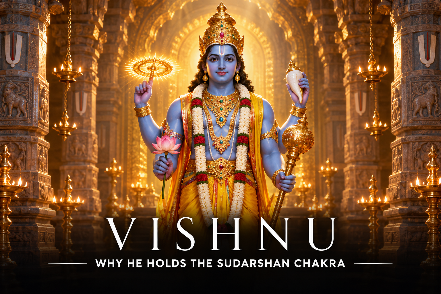 Lord Vishnu holding the Sudarshan Chakra